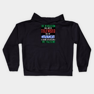 The Revolution Will Not Be Televised But The Genocide Is Being Livestreamed - White and Blue - Flag Colors - Double-sided Kids Hoodie